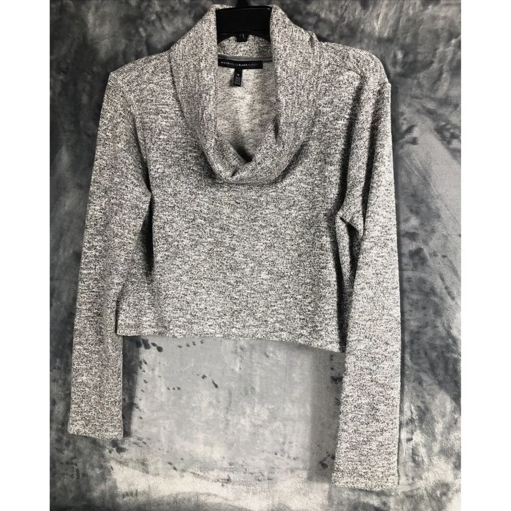 White House Black Market Women’s Sweater Gray Metallic Cowl Neck